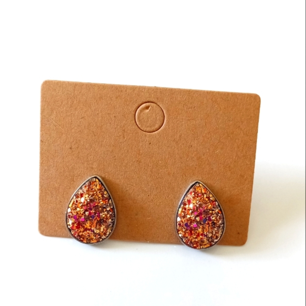 Fashion Jewelry Druzy Teardrop Stud Earrings